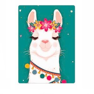 Colorful Cartoon Llama Magnet